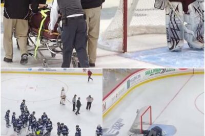 “Shocking Incident: Goalie Falls Unconscious on Ice and Is Immediately Rushed to Hospital”