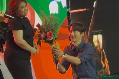 SIYA ANG SUMAKSES! Actress Janice De Belen became the lucky fan who received a bouquet personally arranged by Song Joong Ki. The actor upped the kilig factor by getting down on one knee to offer the flowers