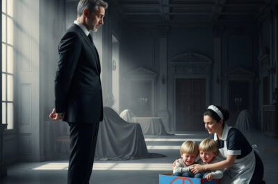 El millonario que nunca pensó ver sonreír a sus gemelos otra vez… hasta encontrarlos en un carrito de juguete