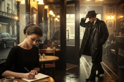 La lluvia había dejado la acera húmeda y brillante, reflejando las luces doradas de los faroles como si París estuviera hecha de espejos rotos.