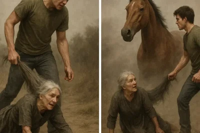 El hijo agarró a su madre por el cabello y la arrastró como si fuera basura. Un caballo sencillo, sin jinete y sin riendas, apareció entre el polvo y se enfrentó al agresor que la había maltratado, salvando así a la anciana.