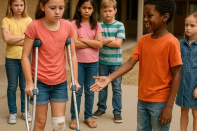 “Nadie quería jugar con la niña en muletas — hasta que apareció el niño negro sin hogar.”