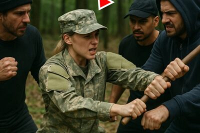 Unos maleantes acorralaron a una mujer con uniforme militar en medio del bosque, pero ninguno de ellos estaba preparado para lo que sucedería instantes después.
