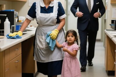 Una mujer que apenas lograba sostenerse con el sueldo de limpieza se vio obligada a llevar a su pequeña al trabajo. No sabía que aquel gesto, nacido de la necesidad, iba a provocar en su jefe millonario una reacción inesperada que cambiaría su destino.