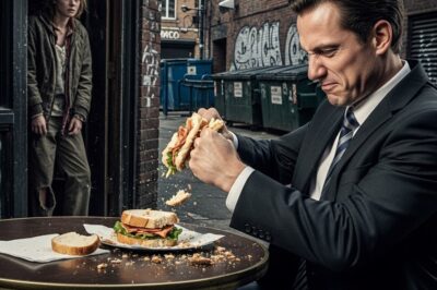 “Él aplastó su propia comida para humillar a una joven sin hogar… pero nunca imaginó lo que su padre haría después.”