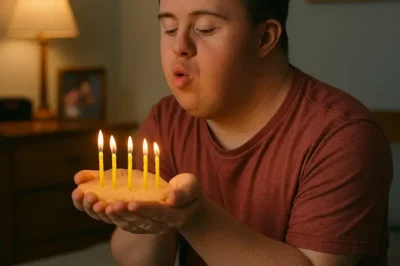 Cada año, la familia de un niño con síndrome de Down se olvida de su cumpleaños. Él lo celebra solo en su habitación, cantando y soplando velas de un pastel imaginario.