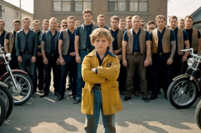 “Cuando cuarenta motores rugieron y luego callaron, el aparcamiento entero contuvo la respiración. Estaban allí por un chico marcado por la tragedia: la muerte de su padre y la chaqueta carbonizada que lo delataba.”