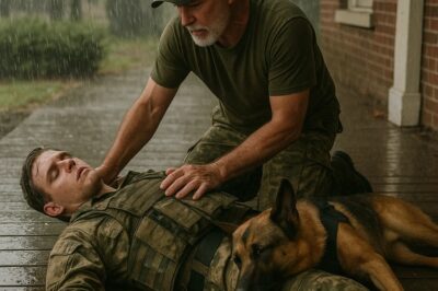 “Un veterano encontró a un oficial herido y a su perro K9 desplomados en un porche bajo la lluvia — lo que ocurrió después te romperá el corazón.”