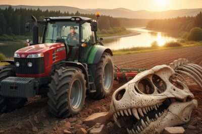 El conductor del tractor estaba arando la tierra junto al río cuando el arado chocó con algo duro — y lo que desenterró lo dejó paralizado