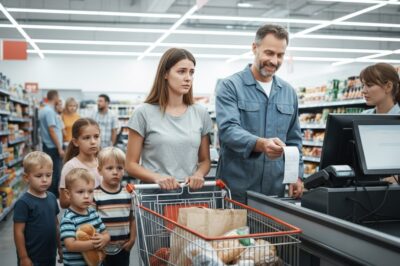 MADRE SOLTERA DE CINCO HIJOS ES HUMILLADA EN EL SUPERMERCADO — MINUTOS DESPUÉS, ALGUIEN DETRÁS DE ELLA DICE: “YA ESTÁ PAGADO”