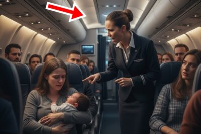 Una azafata regañó a una madre que sostenía a su bebé — pero cuando una voz tranquila habló por el intercomunicador, toda la cabina quedó en silencio