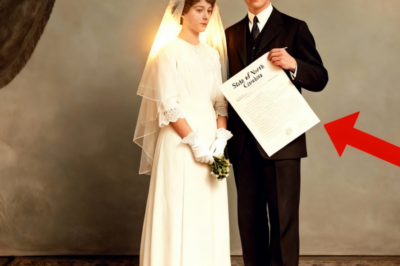 Esta foto de estudio de 1921 parece una boda normal hasta que notas el papel en su bolsillo