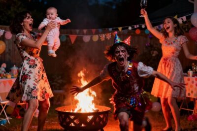 Mi baby shower familiar en el patio trasero se convirtió en una pesadilla cuando mi madre levantó a mi bebé y dijo: “Diste a luz antes que tu hermana… traicionaste el orden de nuestra familia”. Luego arrojó a mi hija al fuego. Mi hermana alzó su copa y se rió: “Tú causaste esto”. Corrí hacia adelante gritando, sin estar preparada para el momento que me perseguiría para siempre.