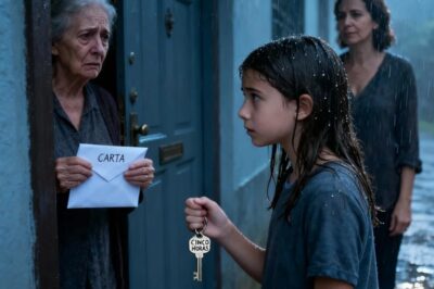 Mi hija de once años volvió a casa, pero su llave no abría la puerta. Tuvo que quedarse bajo la lluvia durante CINCO HORAS esperando. Luego mi madre salió y dijo: “Hemos decidido que tú y tu madre ya no vivís aquí.” Yo no grité. Simplemente dije: “Entiendo.” Tres días después, mi madre recibió una CARTA… y su rostro se puso pálido.