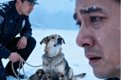 Un oficial de policía encontró una perra con sus cachorros atados en la nieve — ¡Pero lo que vio después lo hizo llorar!