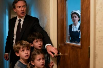 Un millonario sorprende a sus trillizos llorando, intentando abrir la puerta para la niñera encerrada por la madrastra.