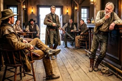 El pistolero más rápido del pueblo golpeó a un anciano… hasta que la puerta se abrió y entró