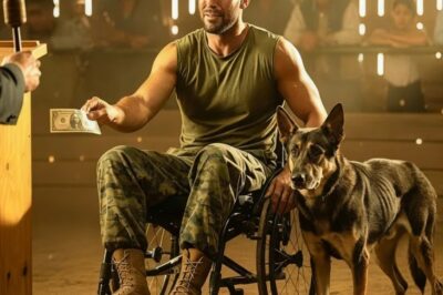 Un marine en silla de ruedas ofrece 2 dólares por un perro K9 retirado y herido.