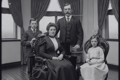 Esta foto familiar de 1904 parece normal, hasta que se nota la mano del padre.