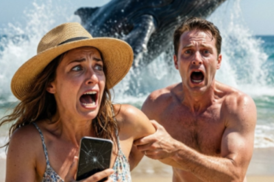 Una pareja se toma una selfie en la playa y luego se dan cuenta de lo que hay detrás de ellos