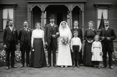 Una foto de boda de 1905 parece normal, pero en el fondo los historiadores quedan impactados.