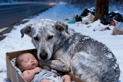 Una historia conmovedora sobre un perro viejo que utilizó el calor restante de su cuerpo para salvar a un bebé abandonado en una noche de nieve y el final.