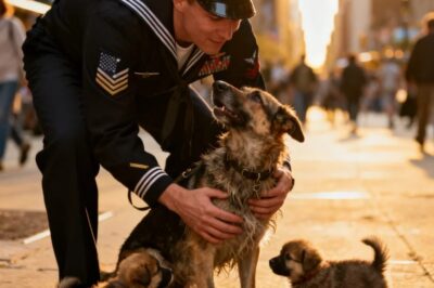 Un infante de marina estadounidense salvó a una pastora alemana callejera con dos cachorros y luego
