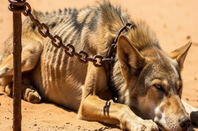 Lobo encadenado en el desierto… Un niño encontró sin saber que no era un lobo común…