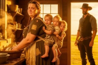 Viuda obesa forzada a lavar platos para un vaquero gigante y furioso que no la dejó ir.