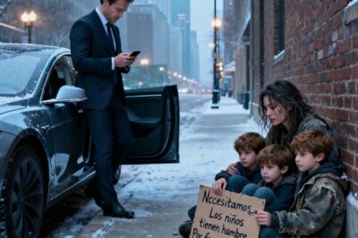 «Un millonario vio a su exnovia mendigando en la calle con tres niños que se parecían muchísimo a él — lo que pasó después te rompería el corazón.»