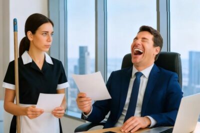 “TE DOY TODA MI PLATA SI TRADUCES ESTO” – EL MILLONARIO SE RÍE… PERO LA MUJER DE LIMPIEZA LO CALLÓ