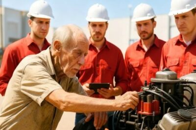 “¡NO SIRVES MÁS!, SE BURLARON DEL ANCIANO… PERO HUMILLÓ A INGENIEROS AL REPARAR EL MOTOR EN MINUTOS”