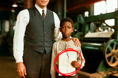 Este retrato de 1916 de un capataz de fábrica y un niño parece mentor hasta que notas el contrato