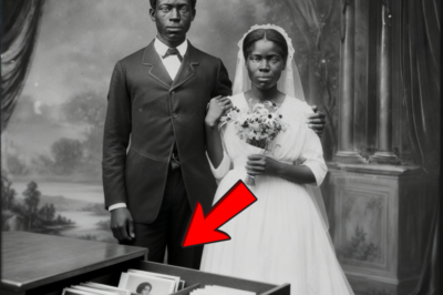 Este retrato de recién casados ​​parece normal, hasta que notas la mano de la novia.