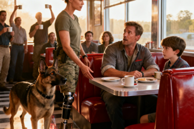 “Can I Sit Here?” One-Legged Navy SEAL Asked Single Dad—Then Her K9 Froze the Entire Diner !