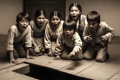 Cuando los niños levantaron el piso en una casa de Puebla, sus gritos despertaron al barrio entero