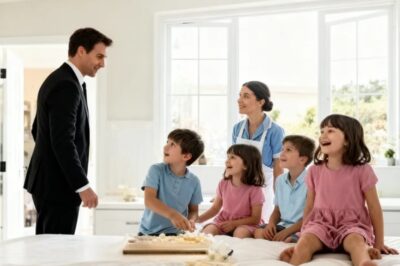 EL MILLONARIO FINGIÓ UN VIAJE… PERO DESCUBRIÓ EL SECRETO DE LA NIÑERA CON SUS HIJOS