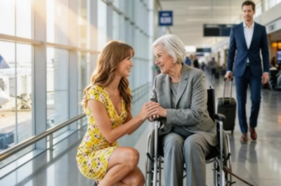 JOVEN HUMILDE AYUDÓ A ANCIANA EN SILLA DE RUEDAS EN EL AEROPUERTO SIN SABER QUE SU HIJO ERA CEO