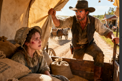 She Was Hiding in a Covered Wagon Fleeing West, The Cowboy Found Her and Said “I’ll Take You Farther !