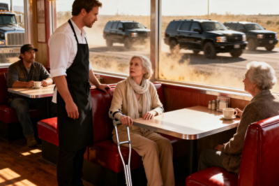 “Single Dad Waiter Helped a Disabled Woman… Then 5 SUVs Changed Everything !