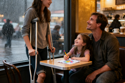 Can I Sit Here?” The One-Legged Girl Asked the Single Dad… His Answer Left Her in Tears !