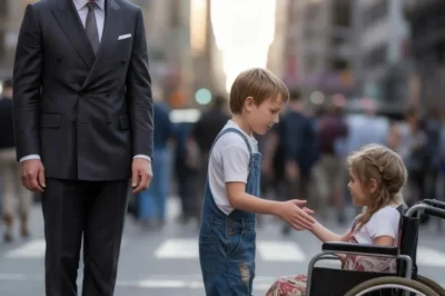 Un millonario ve a un niño pobre alimentar a su hija en silla de ruedas… y eso le cambia la vida