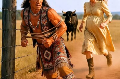 Una joven embarazada libera en silencio a un Apache de trampa en la cerca