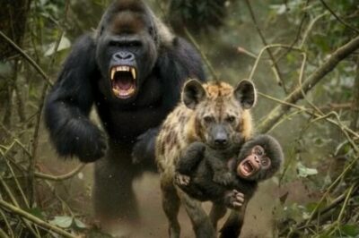 Un bebé gorila secuestrado por una hiena… lo que hizo su padre conmovió a toda la selva